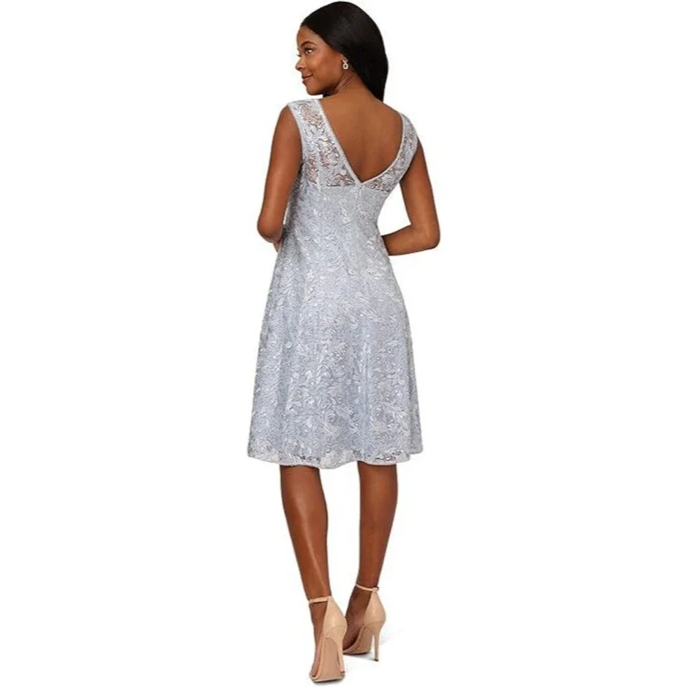 Adrianna Papell Women's Embroidered Midi Cocktail Dress, 8 - Picture 6 of 8
